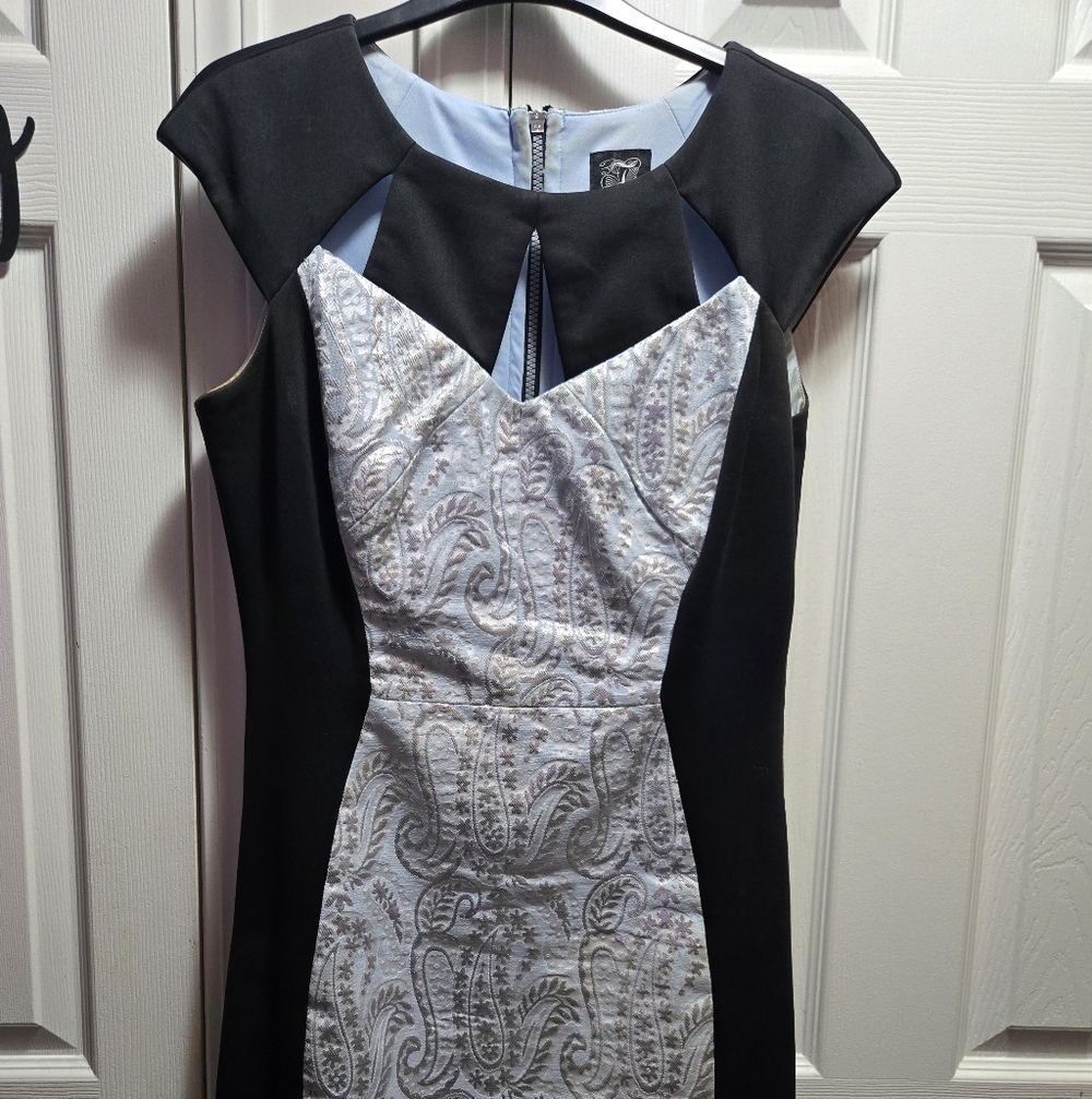 Elegant Black and Silver Paisley Dress